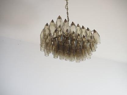 Murano Chandelier | 56 Smoke colored polyhedral glass