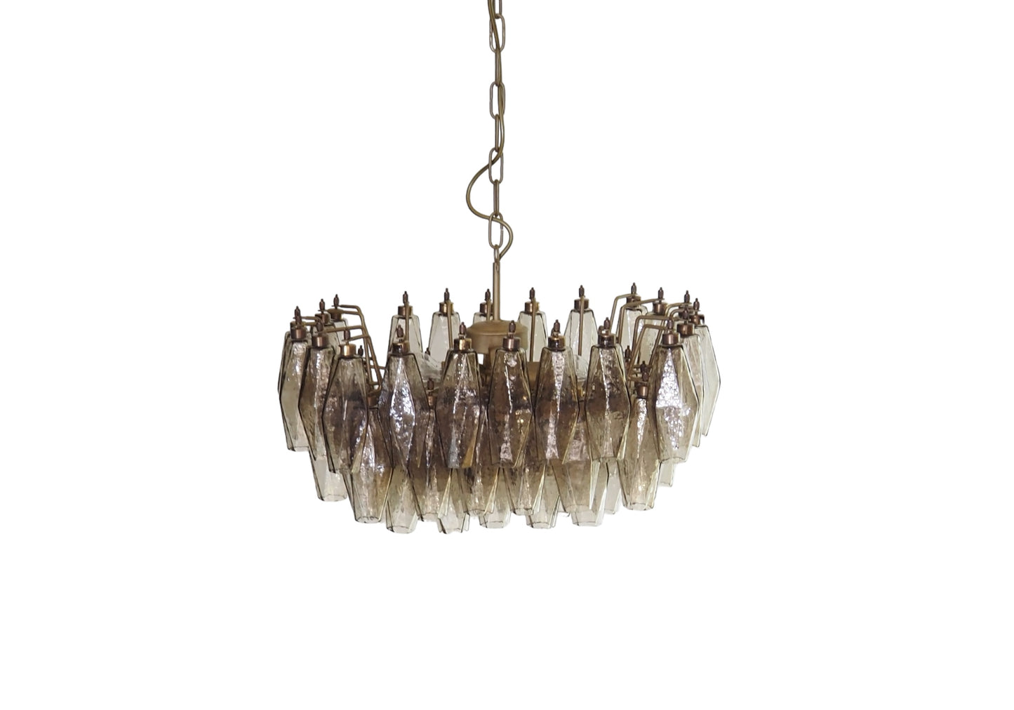 Murano Chandelier | 56 Smoke colored polyhedral glass