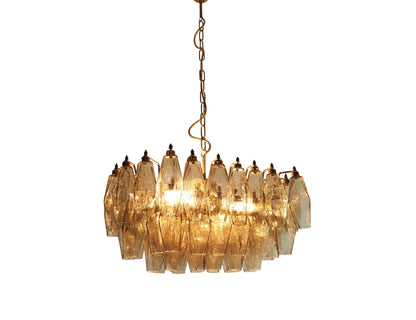 Murano Chandelier | 56 Smoke colored polyhedral glass