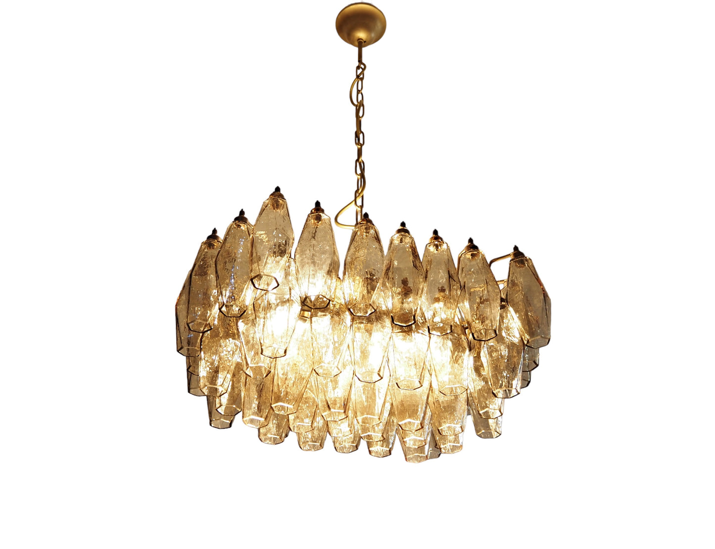 Murano Chandelier | 56 Smoke colored polyhedral glass