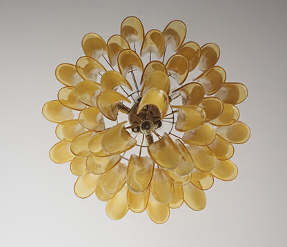 Murano Chandelier | 53 Caramel-coloured cone leaf glasses