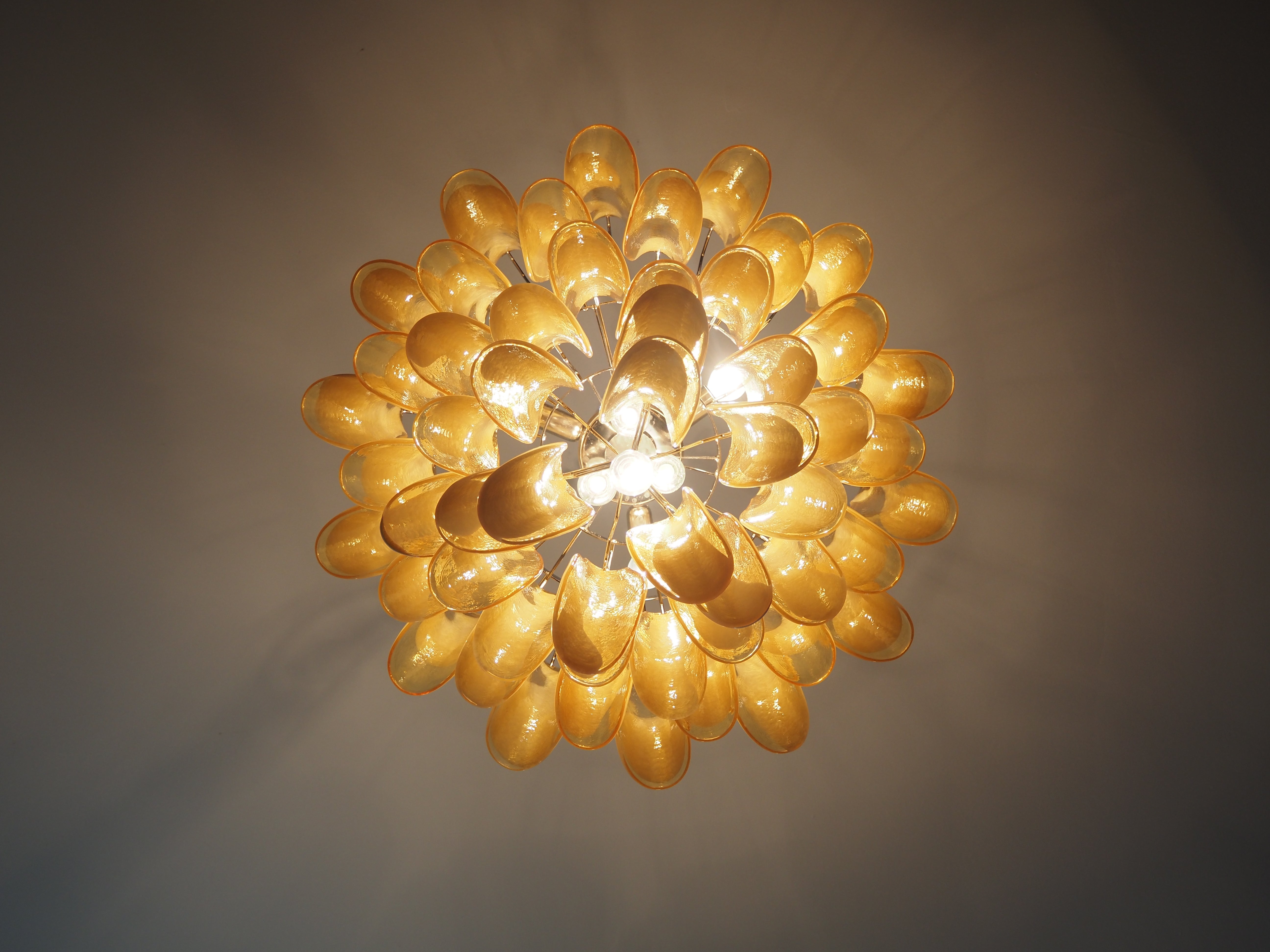 Murano Chandelier – 53 Caramel Petal Glass – detail 8 – Murano Classics