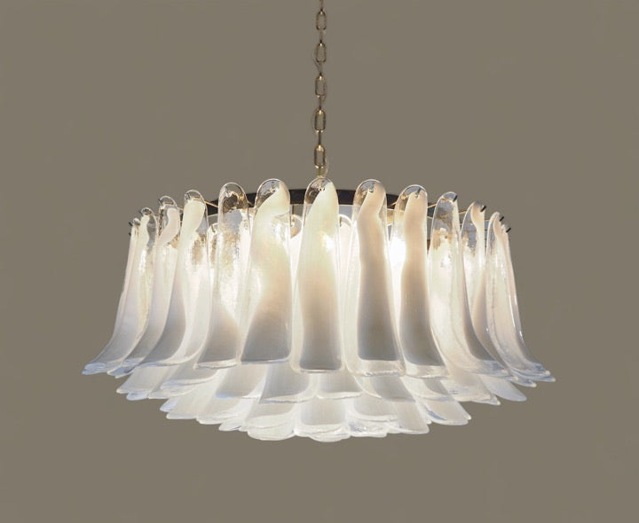 Murano Lysekrone | 101 Klare Konglebladglass