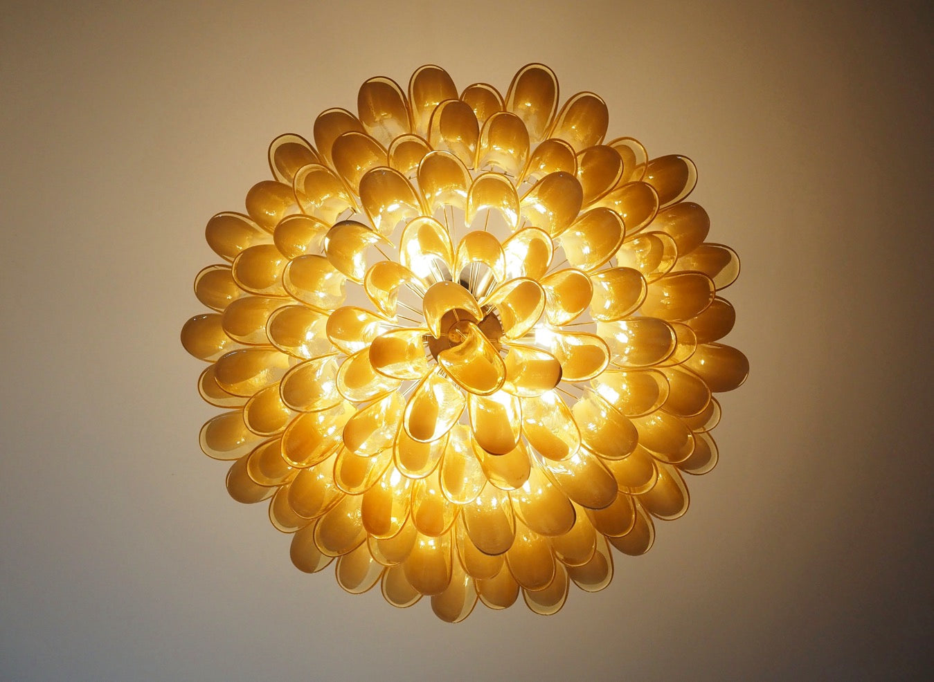 Murano Chandelier | 101 Caramel colored pine cone glasses