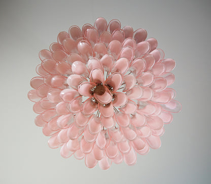 Murano Chandelier | 101 Pink Cone leaf glass