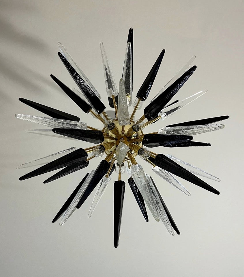 Murano Kroonluchter – 51 Heldere Zwarte Sputnik – Murano Classics