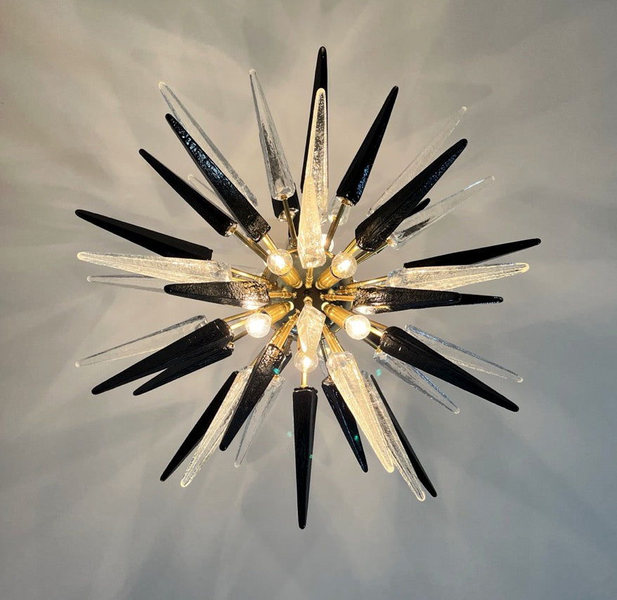 Lustre Murano – 51 Sputnik Noirs Transparents – détail 2 – Murano Classics