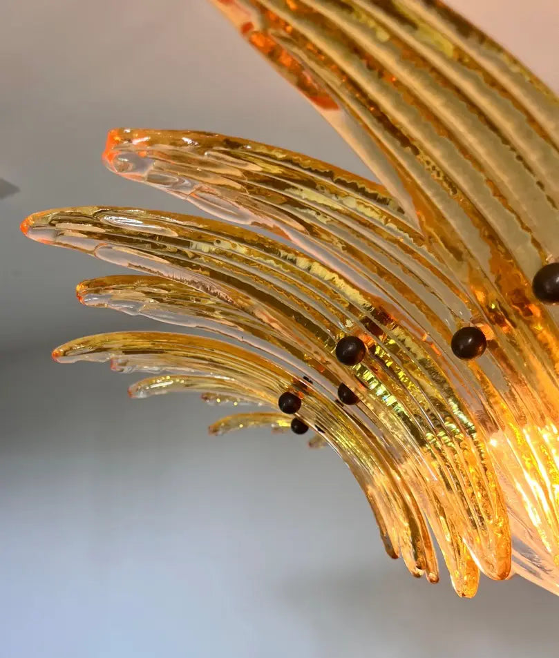 Murano Chandelier – 36 Yellow Palmette Glass – detail 4 – Murano Classics