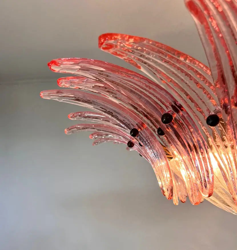 Murano Chandelier – 36 Pink Palmette Glass – detail 7 – Murano Classics