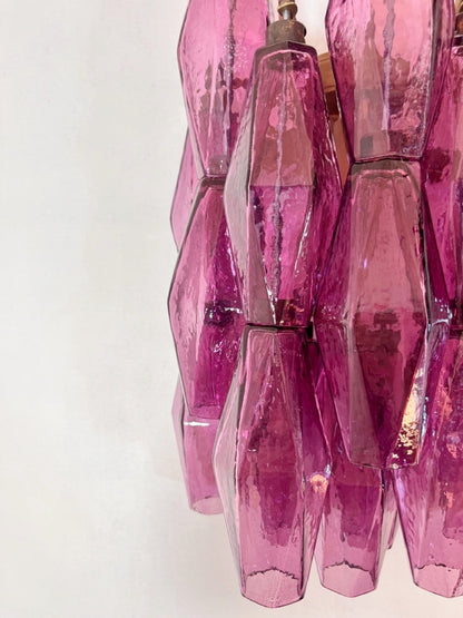 Murano Vegglampe | 17 Gull Ametystfargede Poliedriglass | 1 par