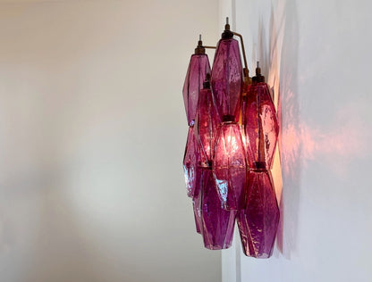 Murano Vegglampe | 17 Gull Ametystfargede Poliedriglass | 1 par