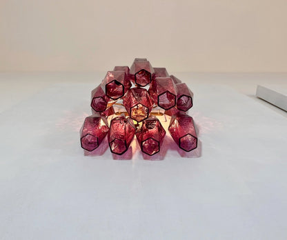 Murano Vegglampe | 17 Gull Ametystfargede Poliedriglass | 1 par