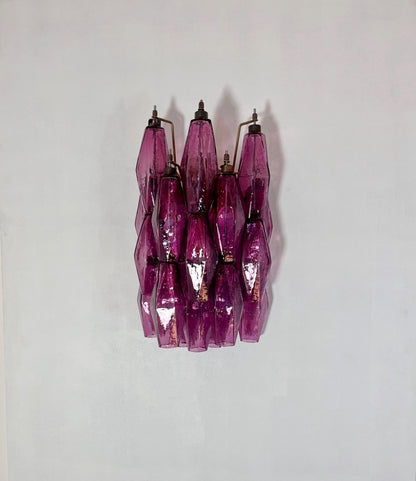 Murano Vegglampe | 17 Gull Ametystfargede Poliedriglass | 1 par