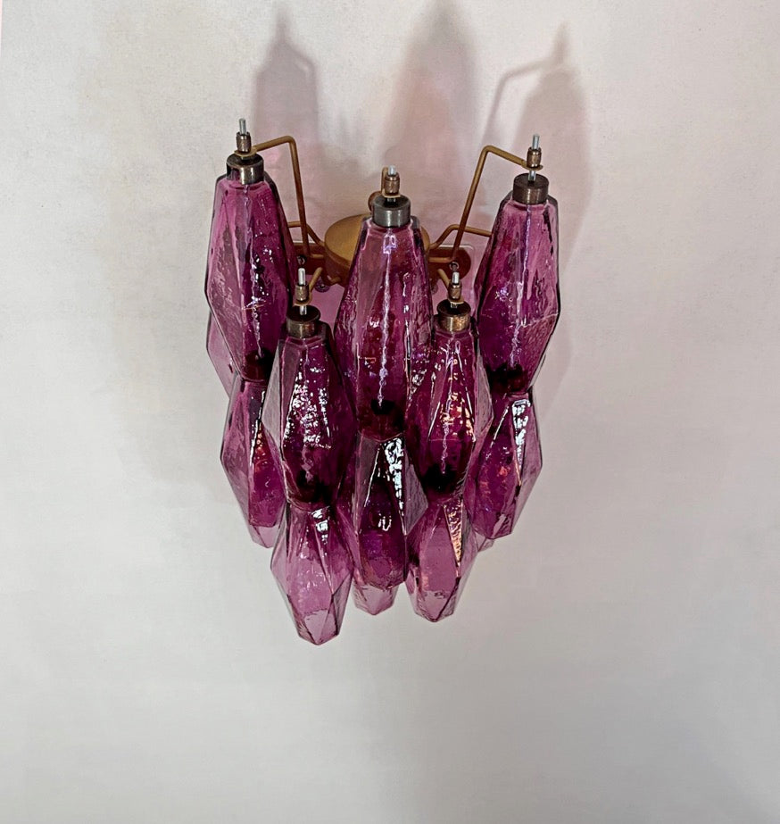Murano Wandlampe – 17 Lila Poliedriglas – 2er-Set – Detail 10 – Murano Classics
