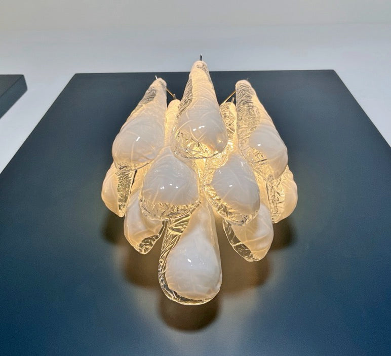 Murano Wall Lamp – 10 White Lattimo Drop Glass – Set of 2 – detail 2 – Murano Classics