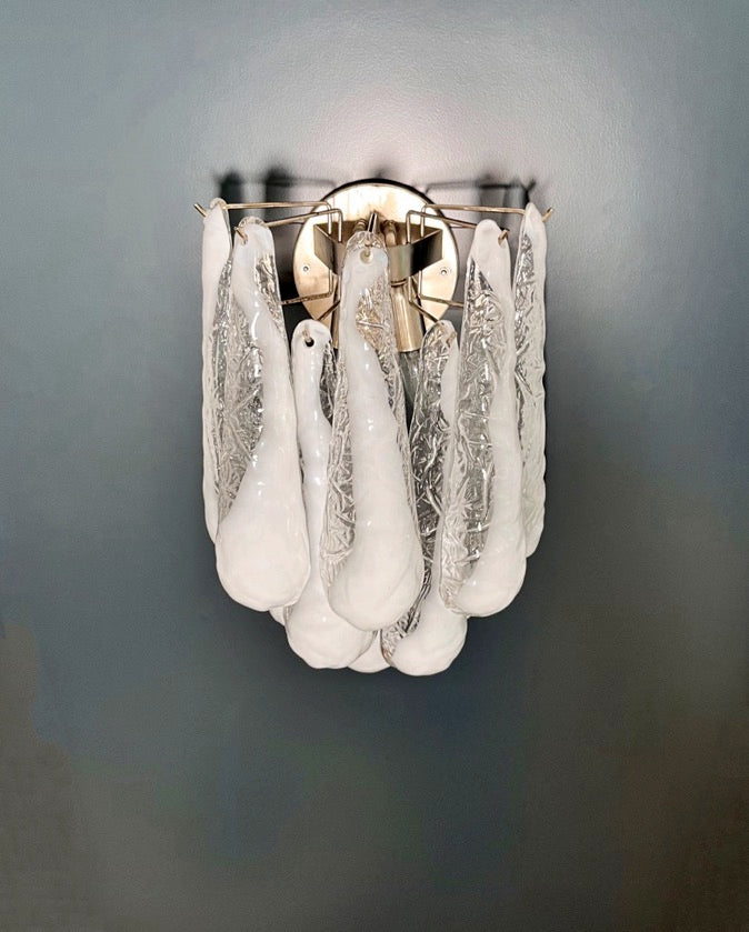 Murano Wall Lamp – 10 White Lattimo Drop Glass – Set of 2 – detail 10 – Murano Classics