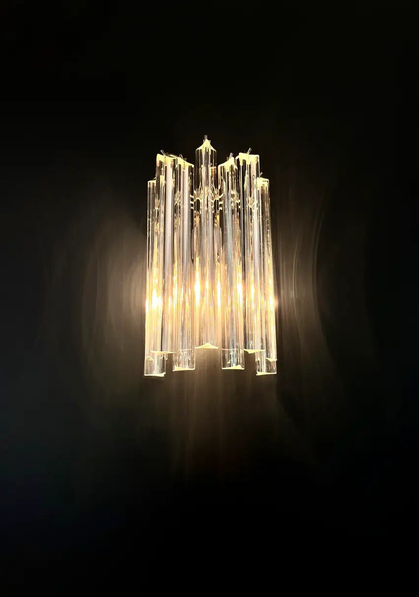 Murano Wall Lamp – 9 Clear Glass Prisms – Set of 2 – detail 5 – Murano Classics