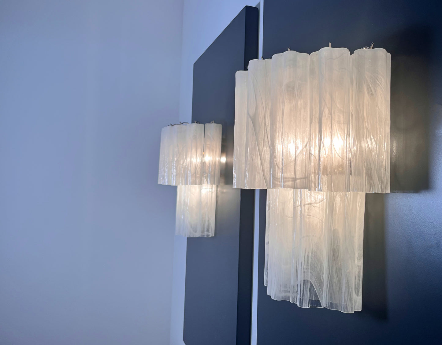 Murano Vegglampe | 13 Alabaster hvite Glassrør