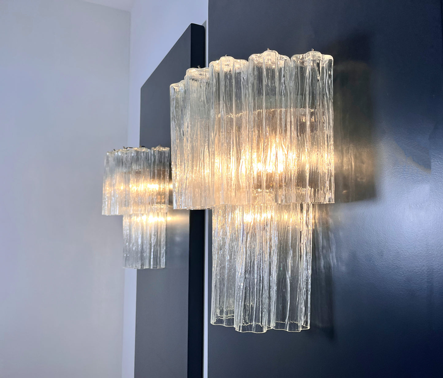 Murano Vegglampe | 13 Klare Glassrør