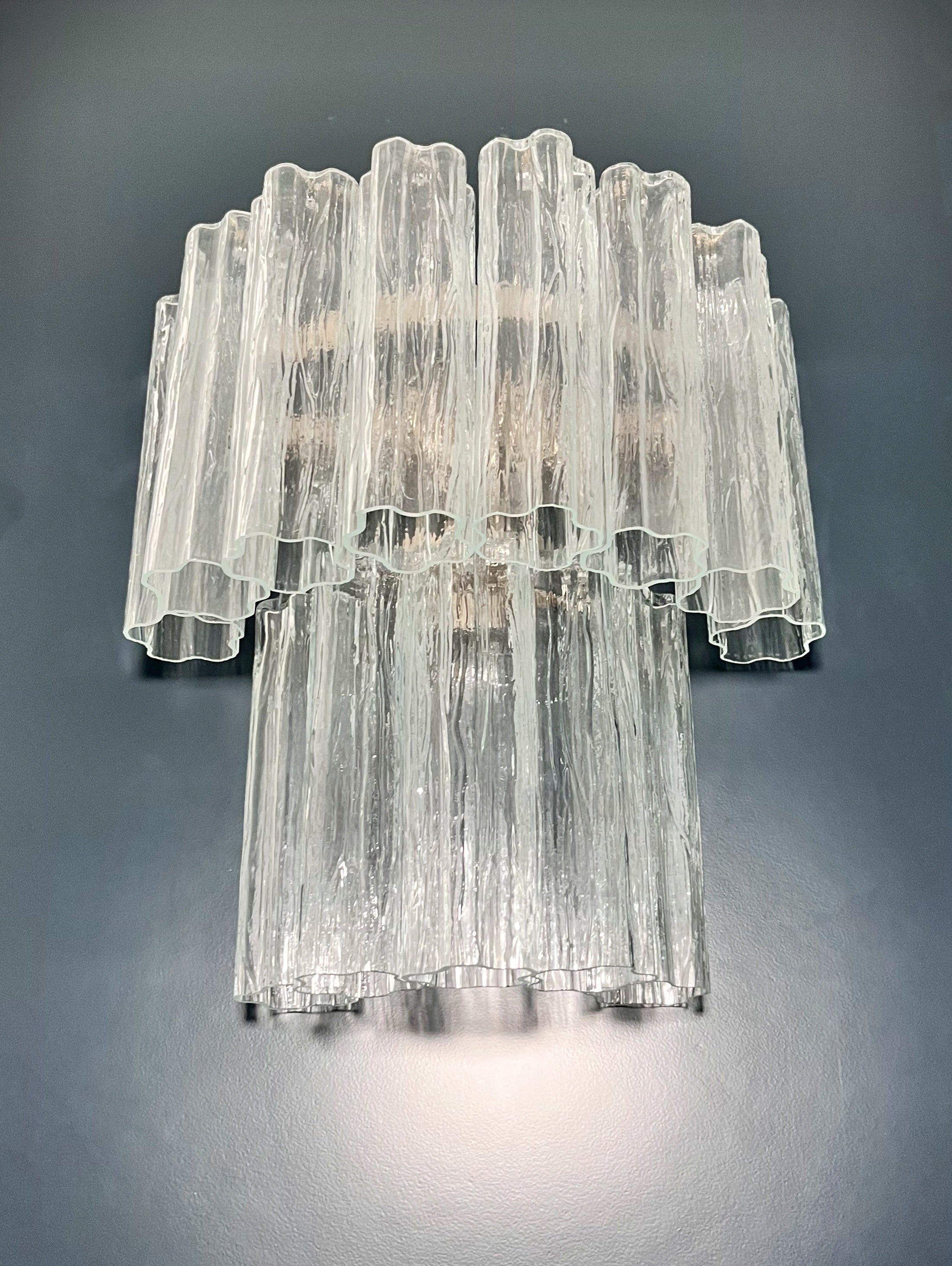 Murano Wall Lamp – 13 Clear Glass Tubes – Set of 2 – detail 1 – Murano Classics