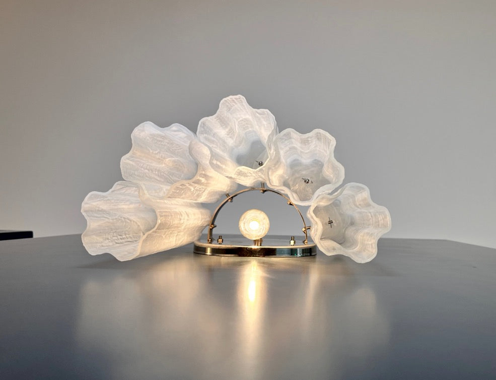 Murano Vegglampe | 5 Hvite Alabaster Rørglass | 1 par