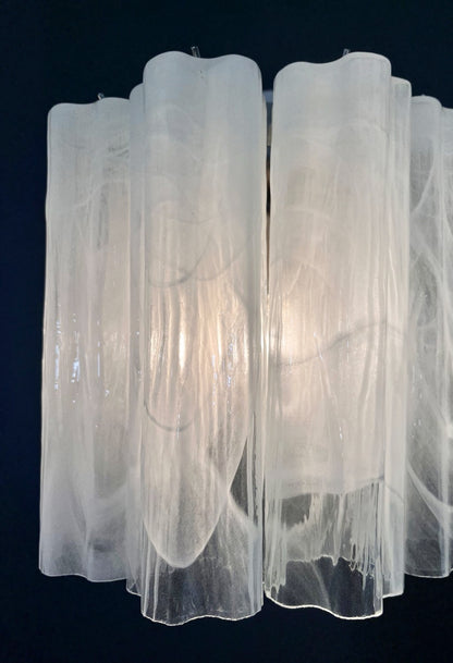 Murano Vegglampe | 5 Hvite Alabaster Rørglass | 1 par