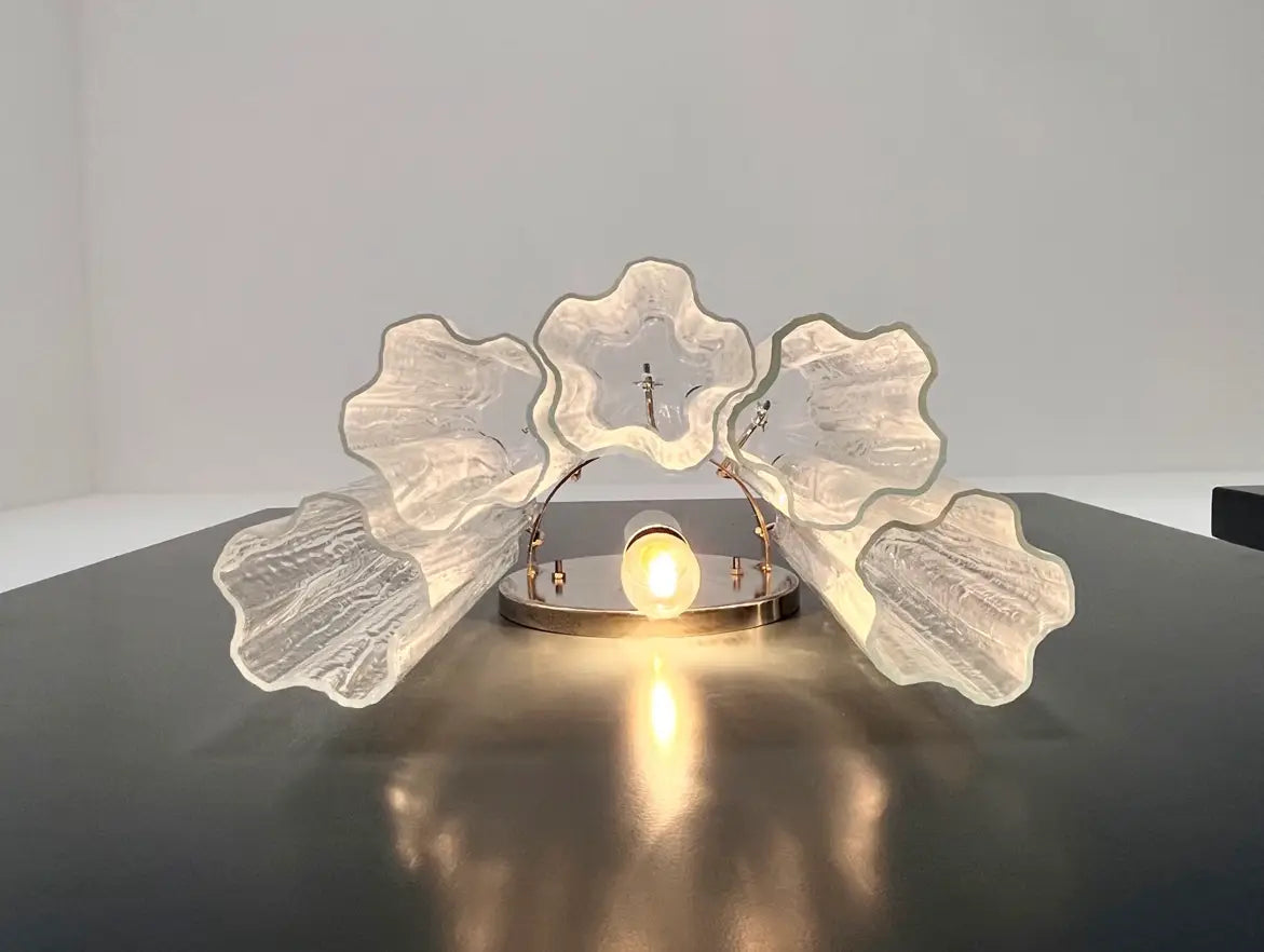 Murano Wall Lamp – 5 Clear Tube Glass – Set of 2 – detail 2 – Murano Classics