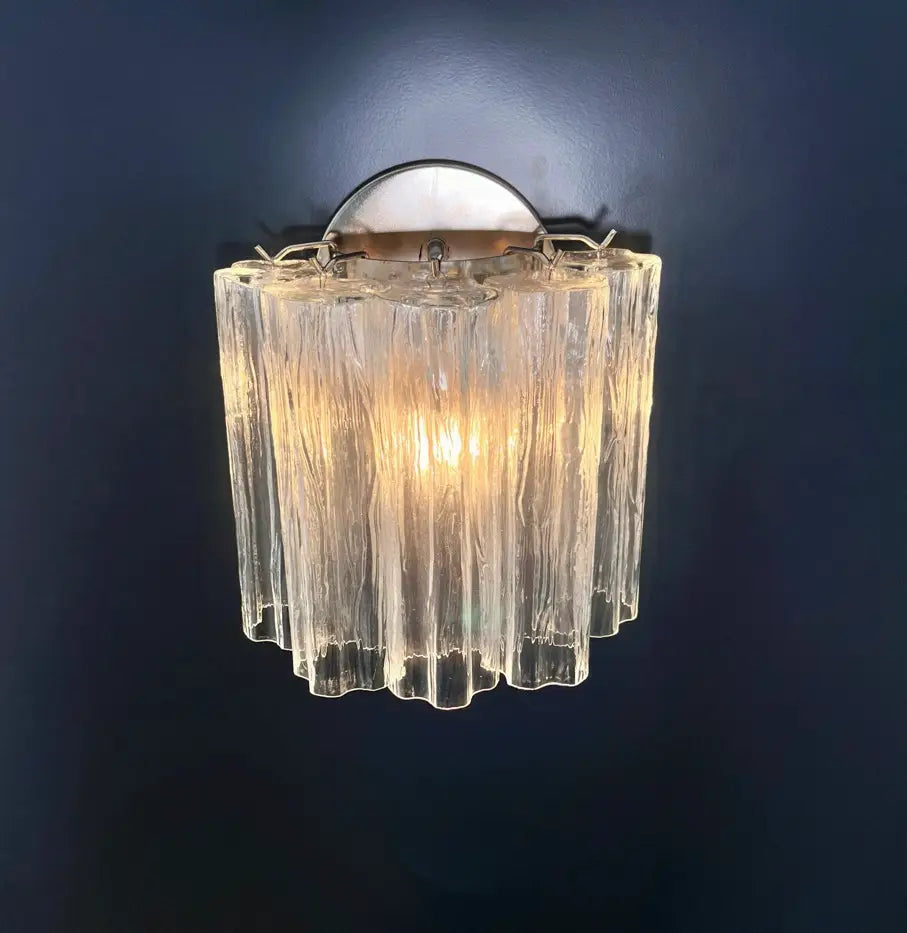 Murano Vegglampe | 5 Klare Rørglass | 1 par