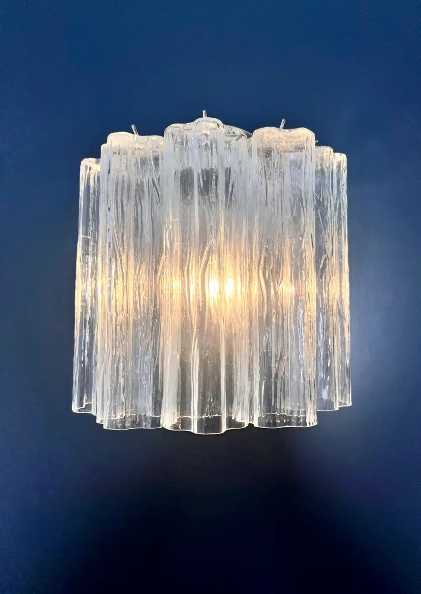 Murano Vegglampe | 5 Klare Rørglass | 1 par