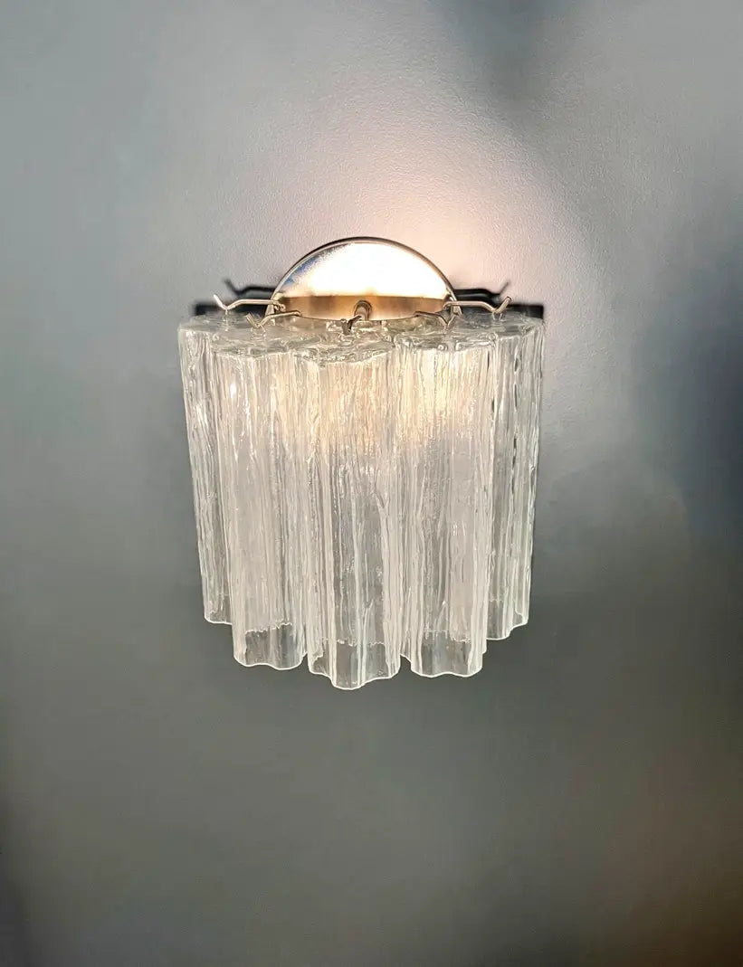 Murano Wall Lamp – 5 Clear Tube Glass – Set of 2 – detail 1 – Murano Classics