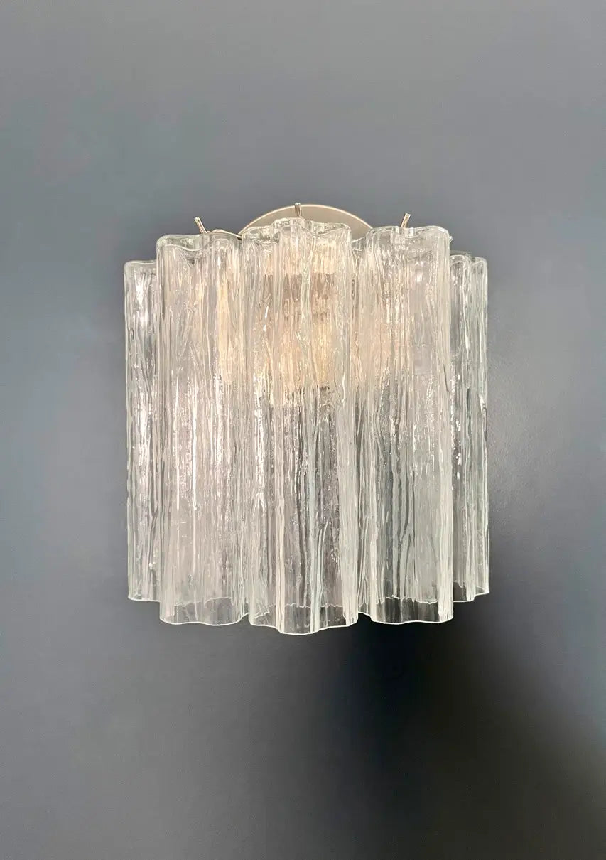 Murano Vegglampe | 5 Klare Rørglass | 1 par