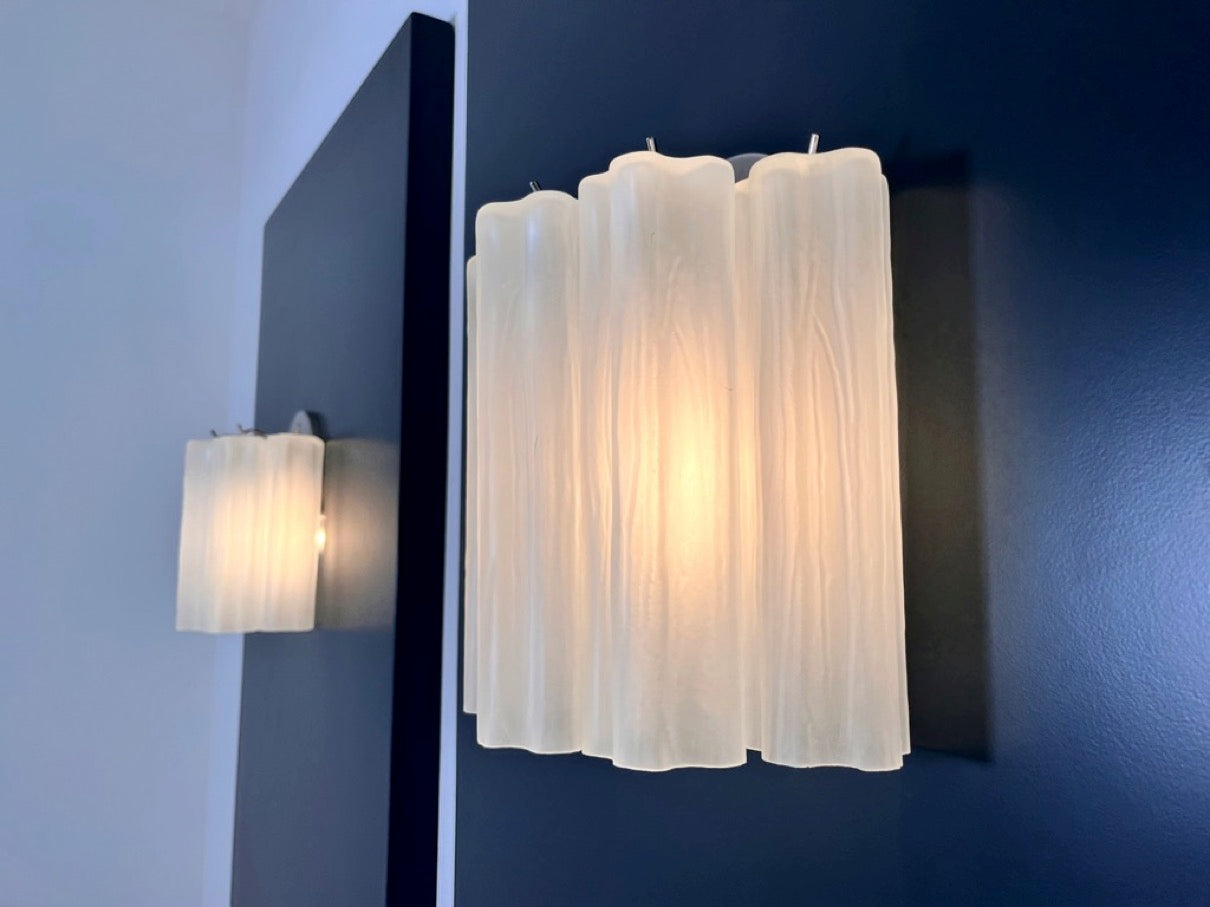 Murano Vegglampe | 5 Etsede Rørglass | 1 par