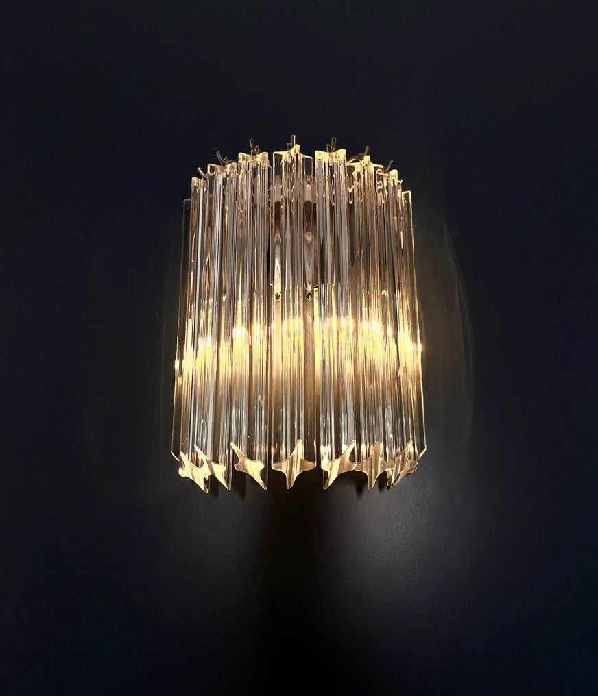 Murano Vegglampe | 9 Klare Prismeglass | 1 par