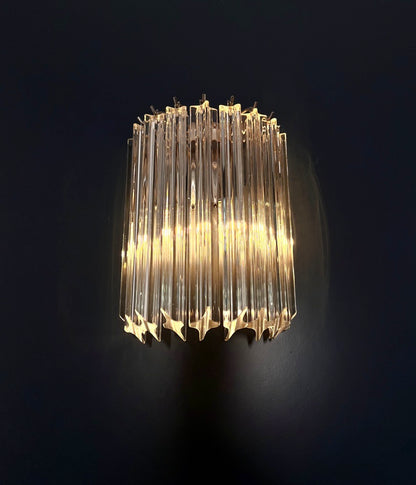 Murano Vegglampe | 9 Klare Prismeglass | 1 par