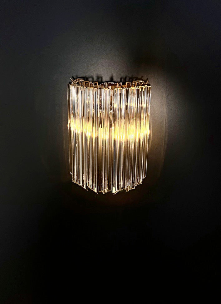 Murano Vegglampe | 9 Klare Prismeglass | 1 par