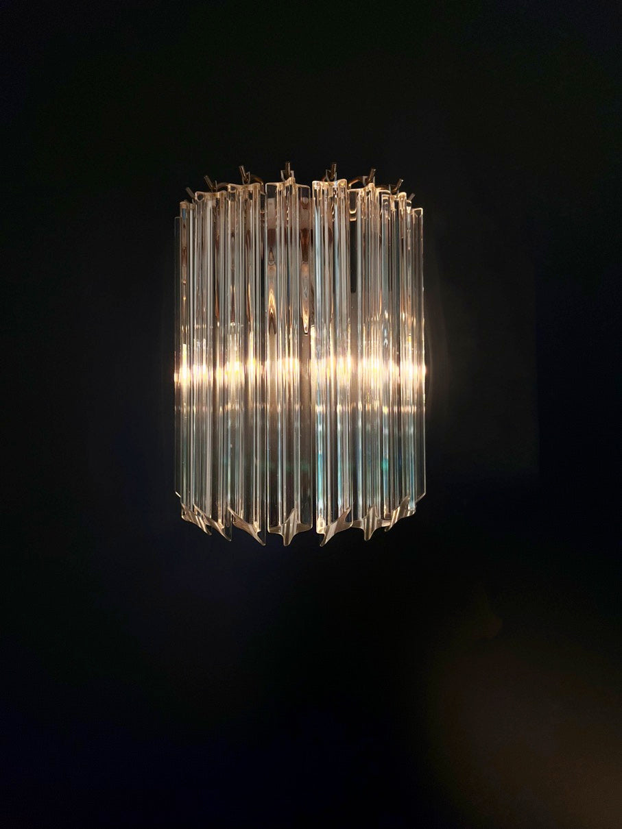 Murano Vegglampe | 9 Klare Prismeglass | 1 par