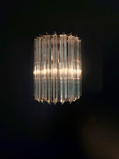 Murano Vegglampe | 9 Klare Prismeglass | 1 par