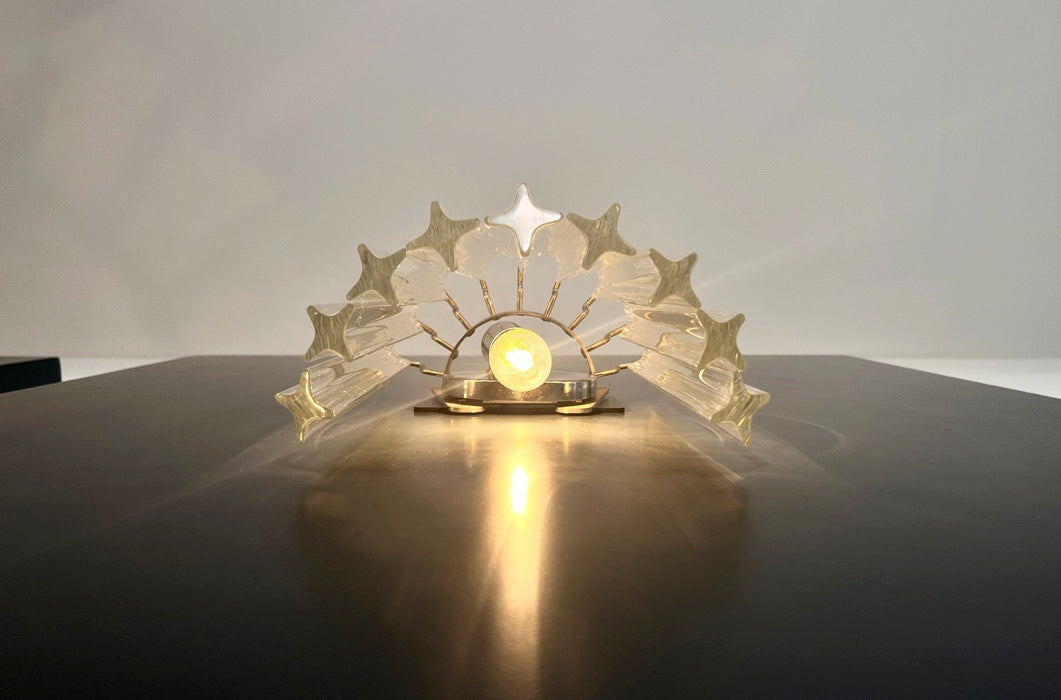 Murano Vegglampe | 9 Klare Prismeglass | 1 par