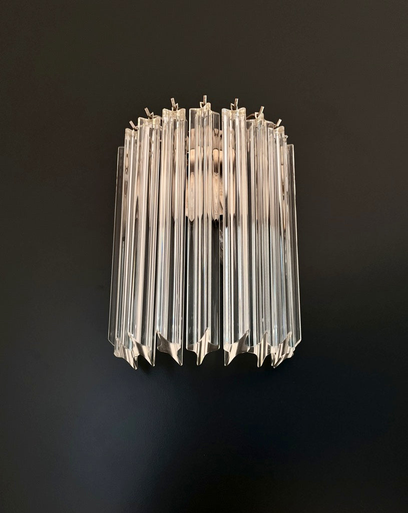 Murano Vegglampe | 9 Klare Prismeglass | 1 par