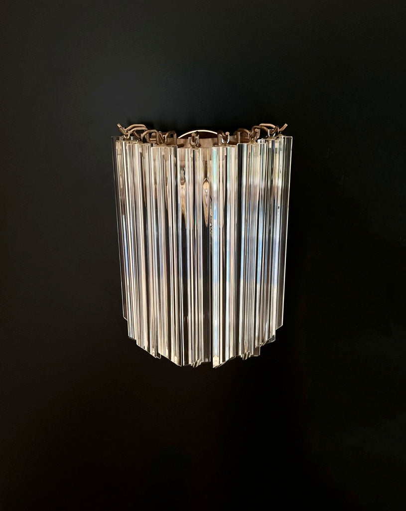 Murano Vegglampe | 9 Klare Prismeglass | 1 par