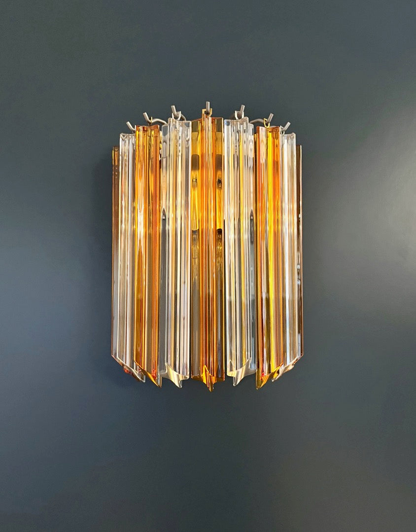 Murano Wall Lamp – 9 Clear Yellow Prism Glass – Set of 2 – detail 2 – Murano Classics