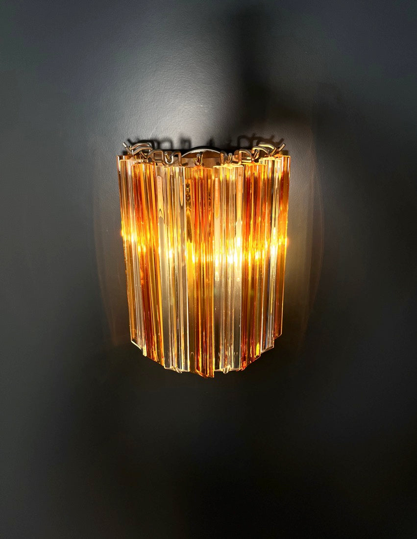 Murano Vegglampe | 9 Klare gul Prismeglass | 1 par