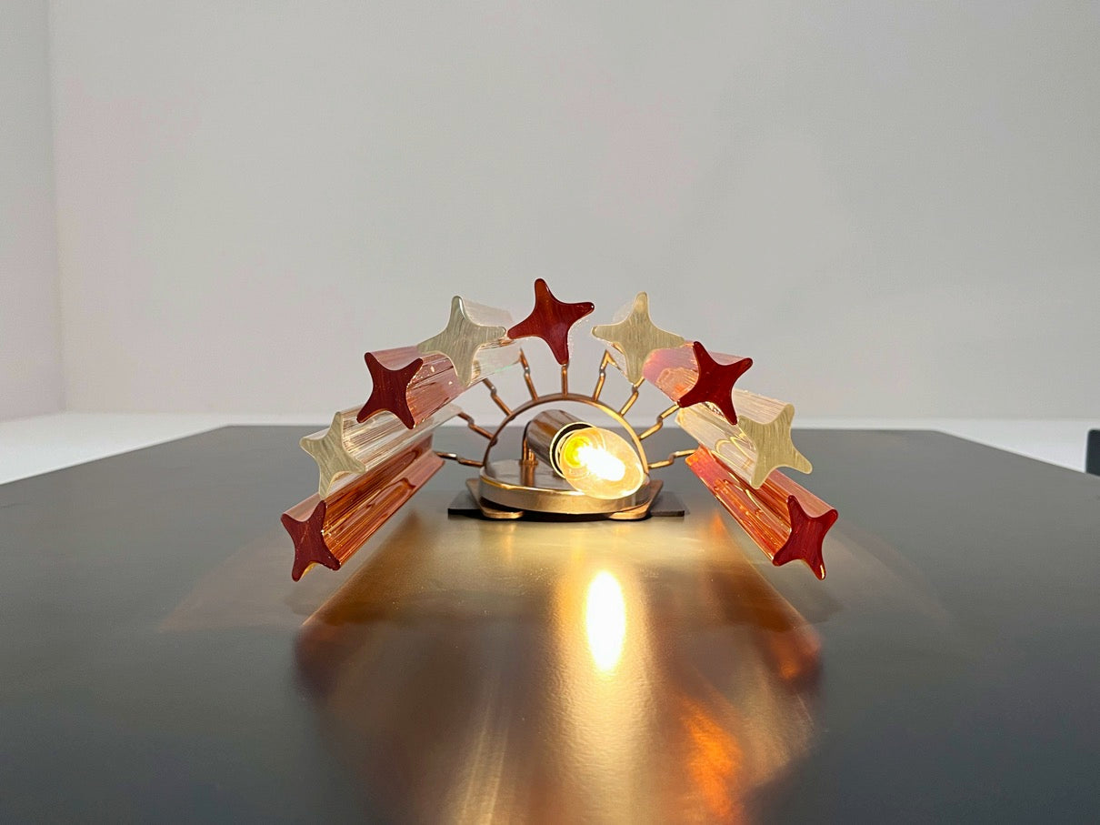 Murano Wall Lamp – 9 Clear Yellow Prism Glass – Set of 2 – detail 1 – Murano Classics