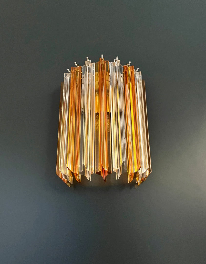 Murano Wall Lamp – 9 Clear Yellow Prism Glass – Set of 2 – detail 10 – Murano Classics