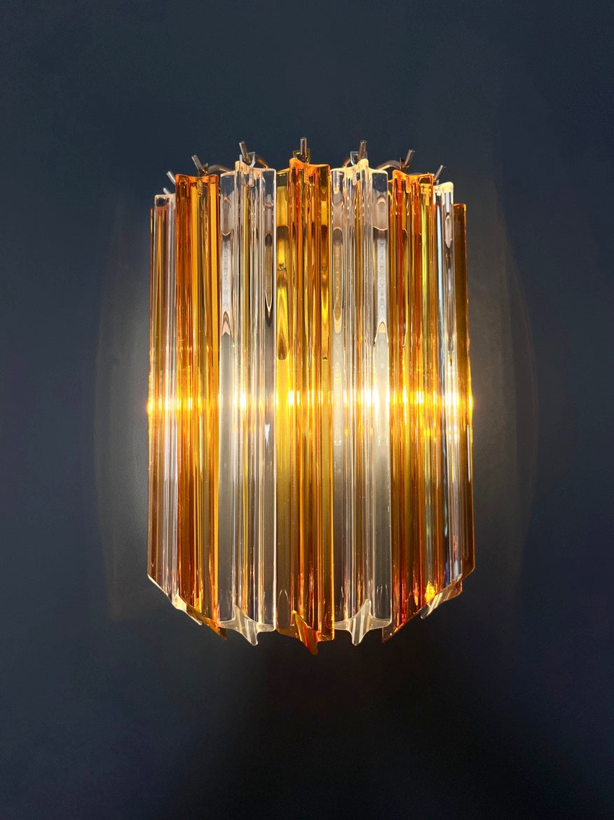 Murano Wall Lamp – 9 Clear Yellow Prism Glass – Set of 2 – detail 4 – Murano Classics