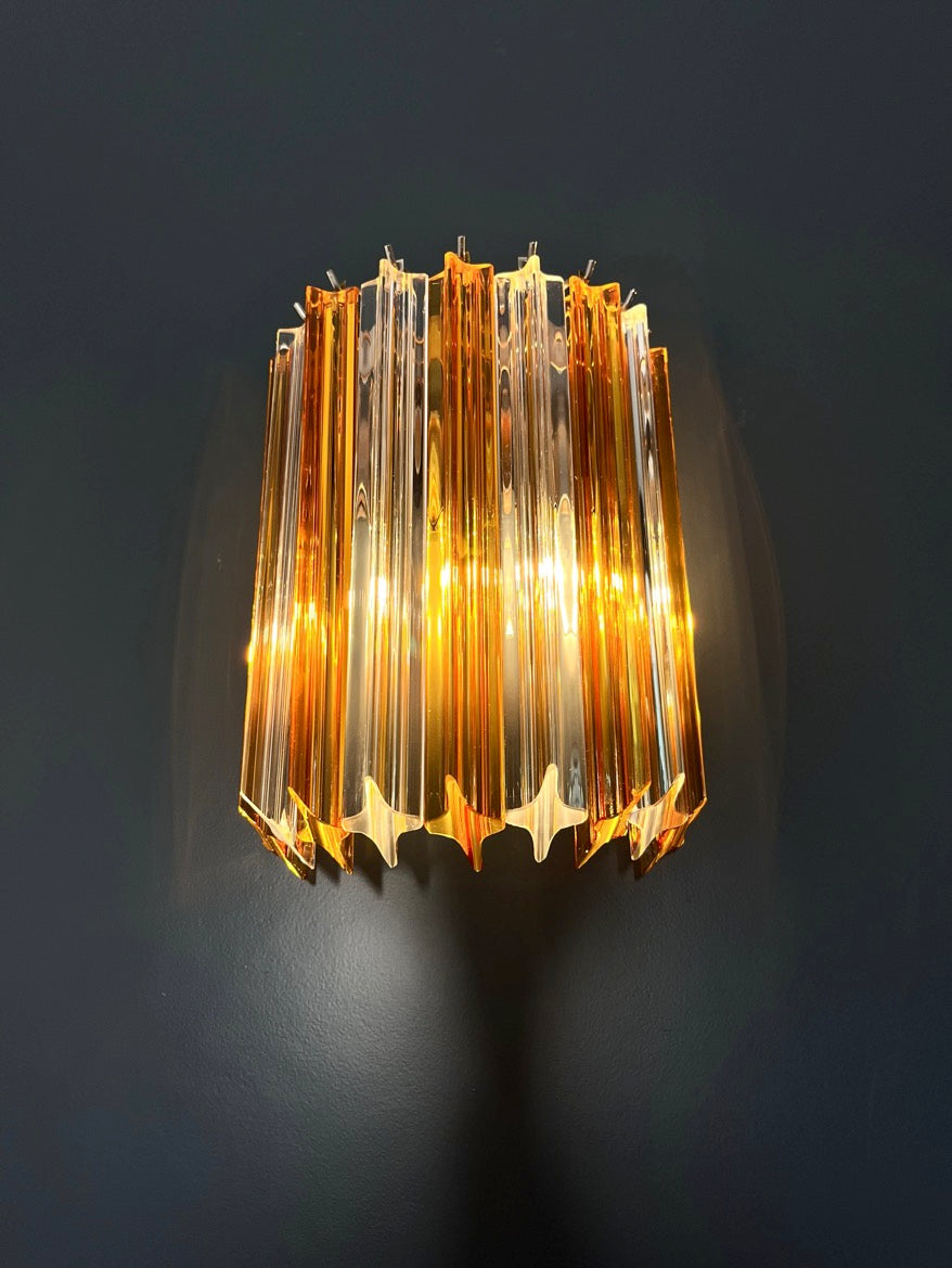 Murano Wall Lamp – 9 Clear Yellow Prism Glass – Set of 2 – detail 5 – Murano Classics