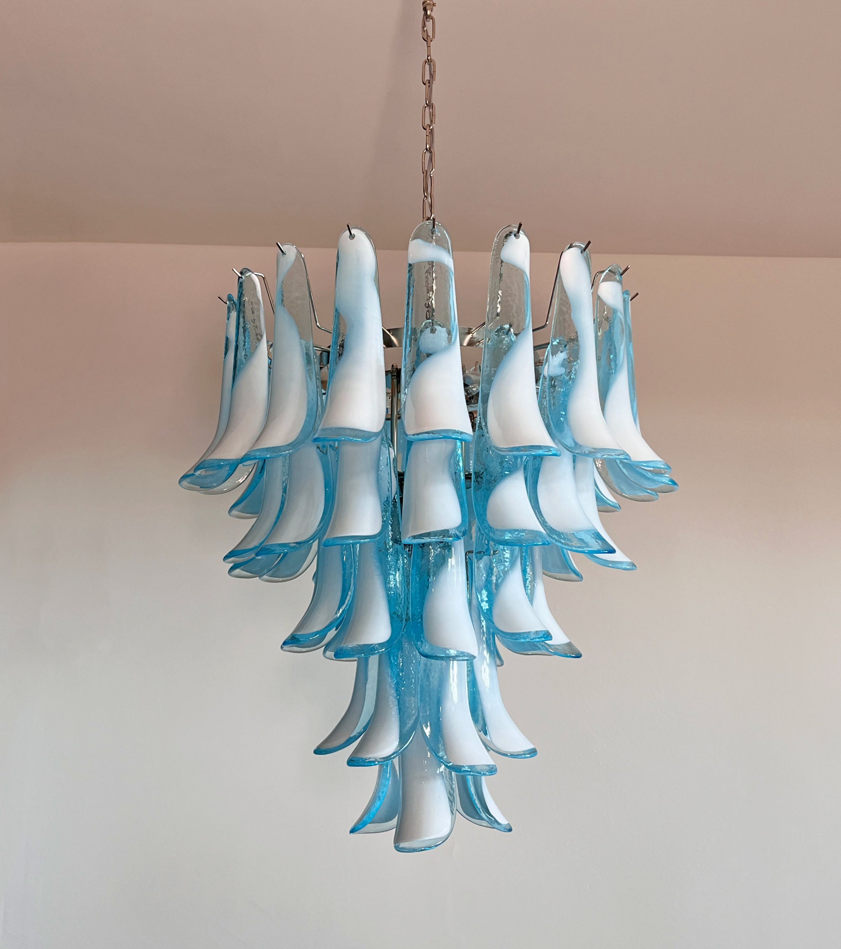 Murano Chandelier – 52 Blue Petal Glass – Murano Classics