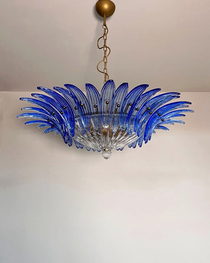 Murano Lysekrone | 36 Klare Blå Gull Palmeglass