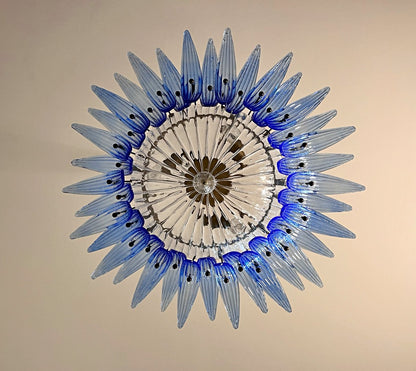 Murano Lysekrone | 36 Klare Blå Gull Palmeglass