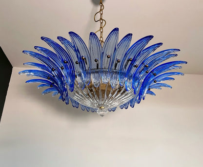 Murano Lysekrone | 36 Klare Blå Gull Palmeglass